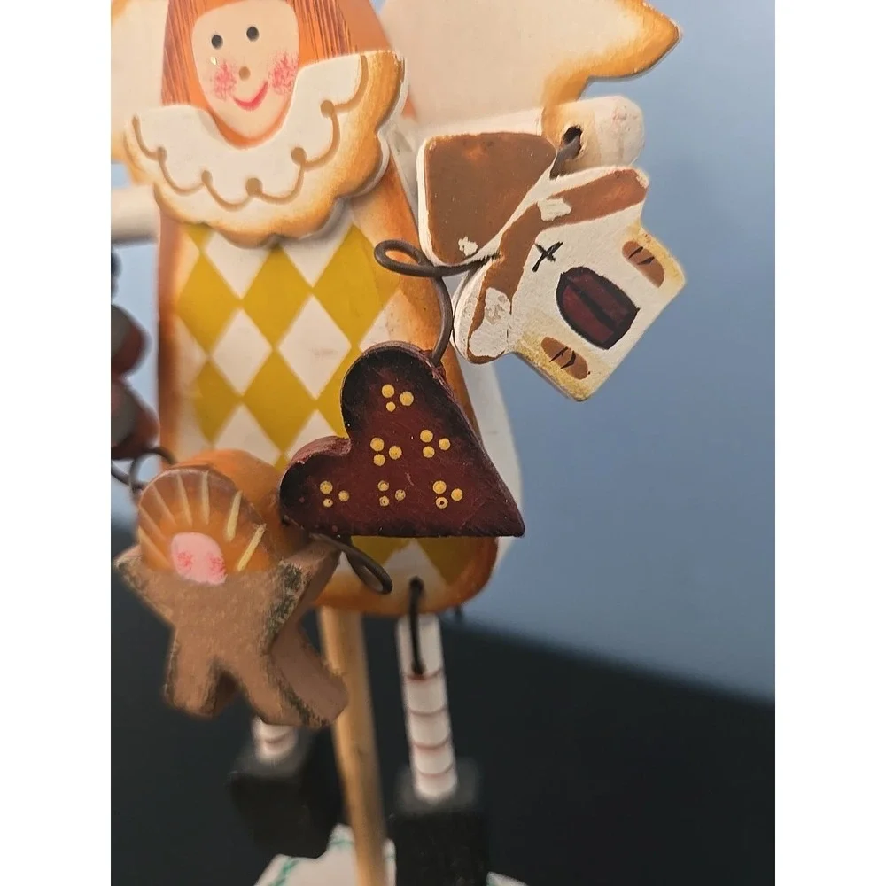 Rustic Wooden Christmas Angel Decoration Folk Art Charms Include Baby‎ Jesus